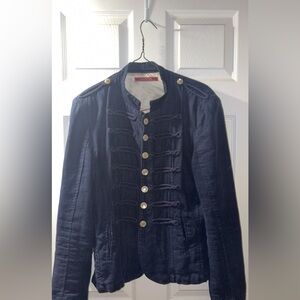 Zara- Navy Vintage Colonial Denim Style Blazer Jacket With Toggles&Gold Buttons